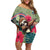 Costa Rica Family Matching Off Shoulder Short Dress and Hawaiian Shirt Pura Vida Dabbing Sloth