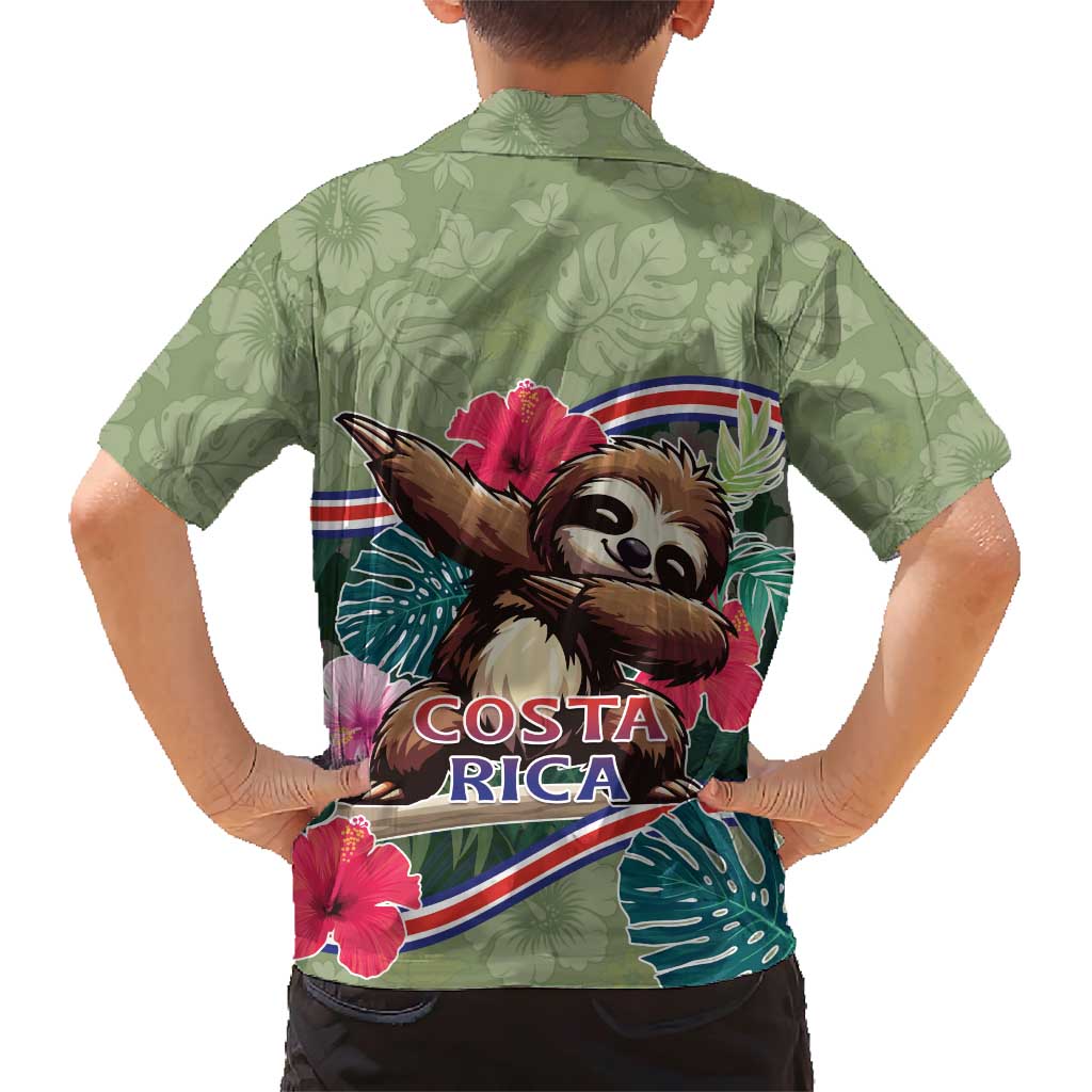 Costa Rica Family Matching Short Sleeve Bodycon Dress and Hawaiian Shirt Pura Vida Dabbing Sloth