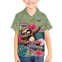 Costa Rica Family Matching Summer Maxi Dress and Hawaiian Shirt Pura Vida Dabbing Sloth