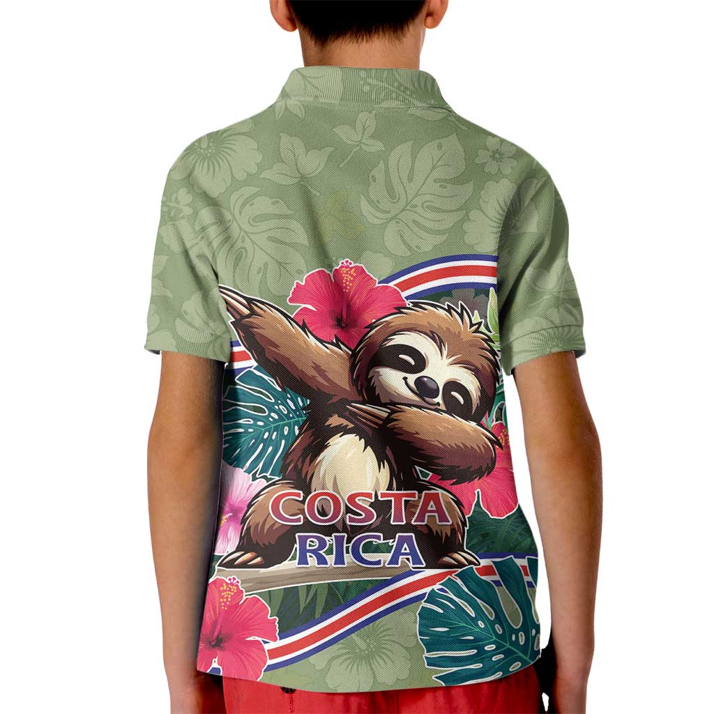 Costa Rica Kid Polo Shirt Pura Vida Dabbing Sloth