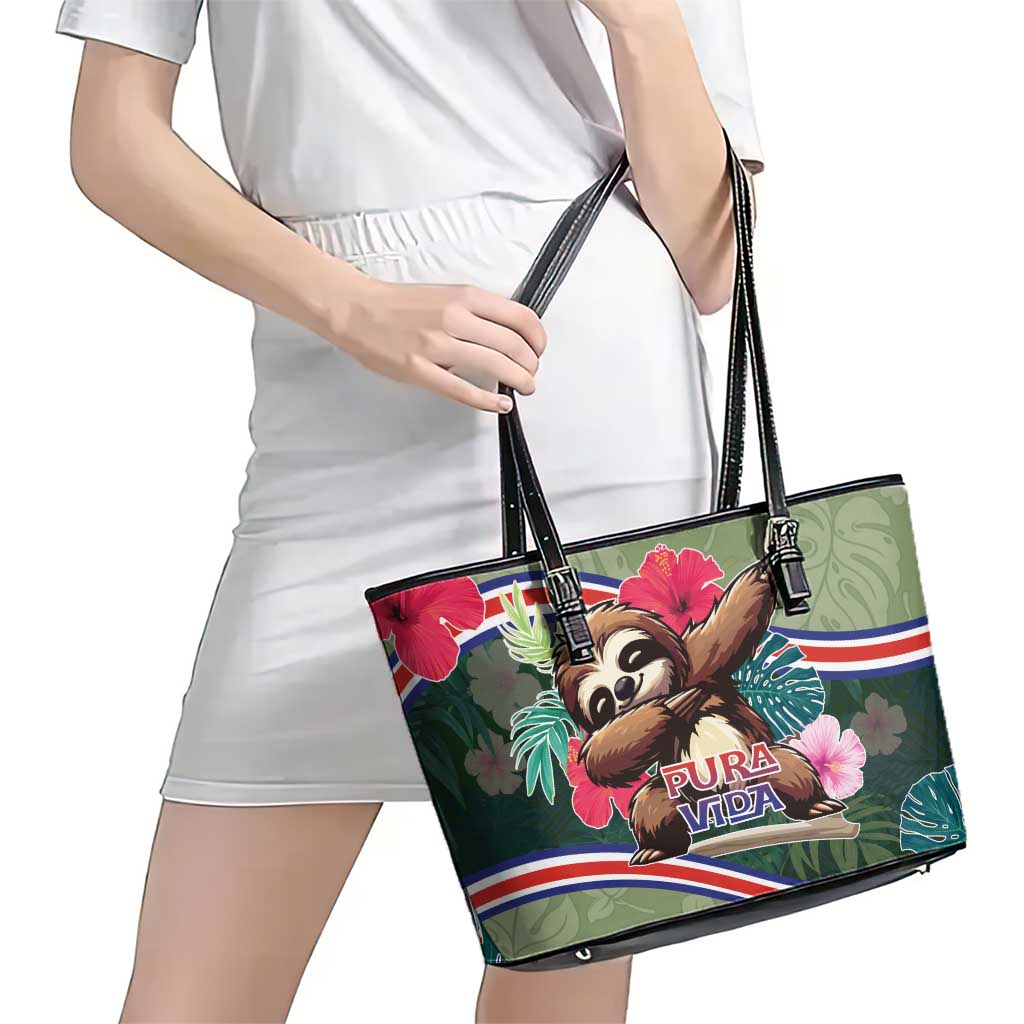 Costa Rica Leather Tote Bag Pura Vida Dabbing Sloth