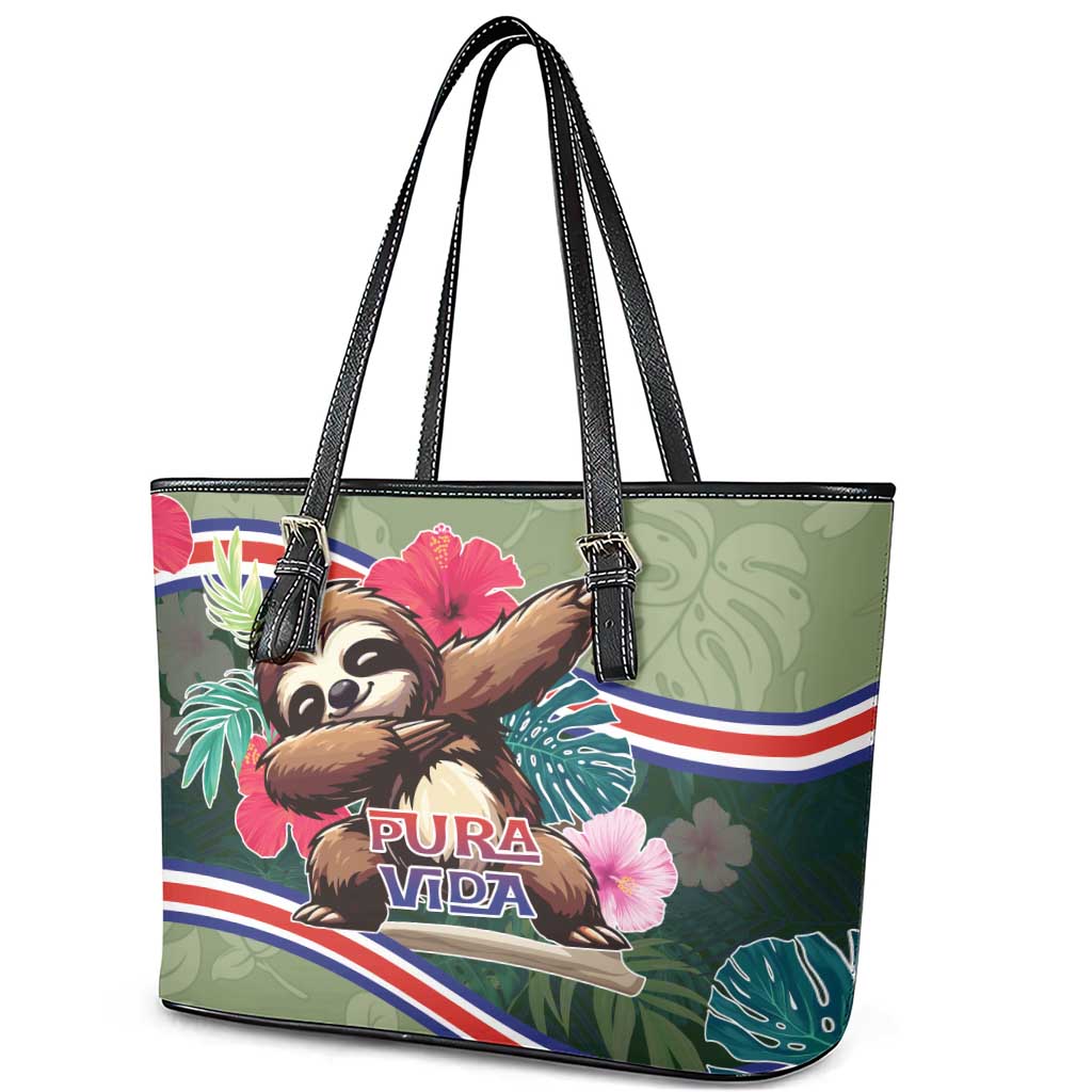 Costa Rica Leather Tote Bag Pura Vida Dabbing Sloth
