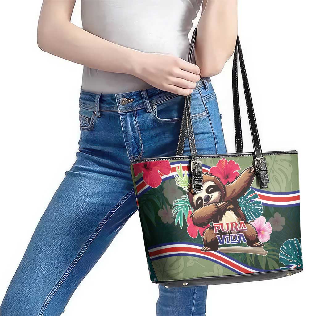 Costa Rica Leather Tote Bag Pura Vida Dabbing Sloth
