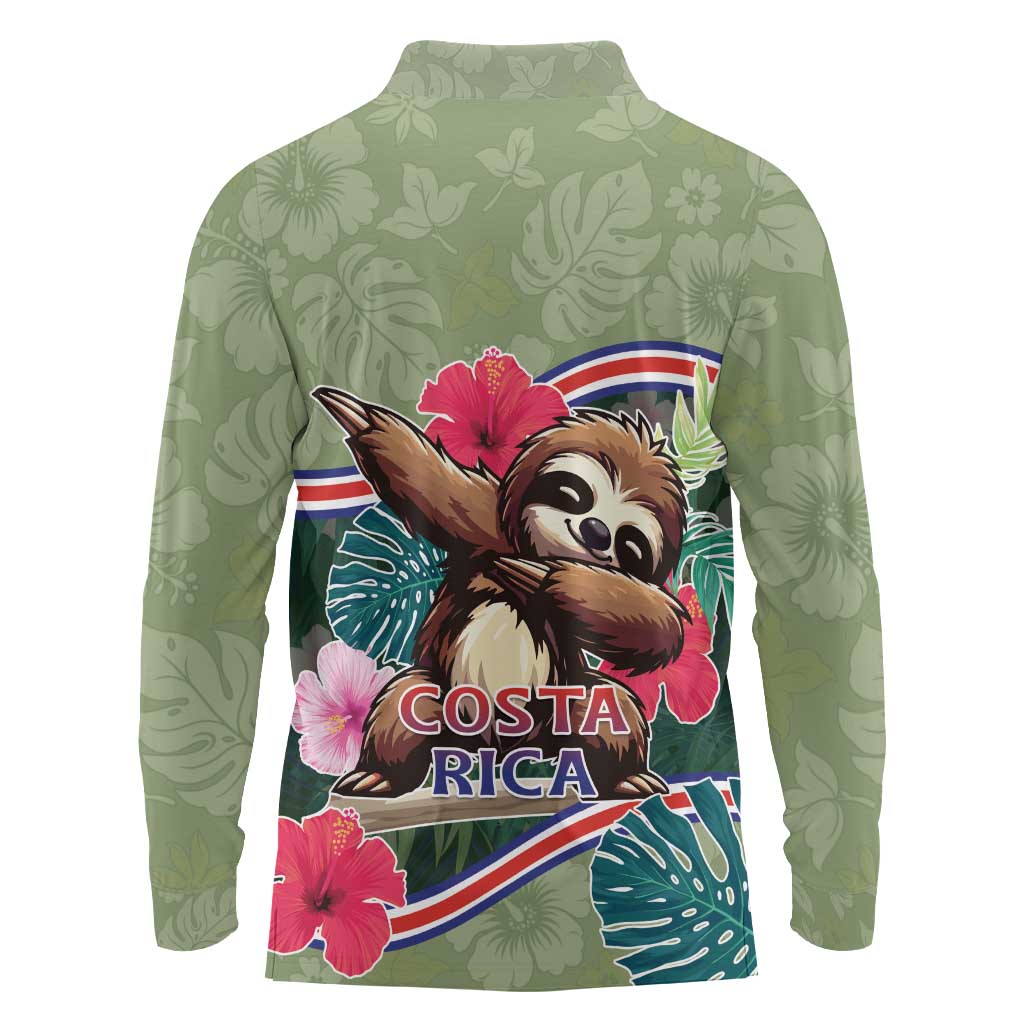Costa Rica Long Sleeve Polo Shirt Pura Vida Dabbing Sloth