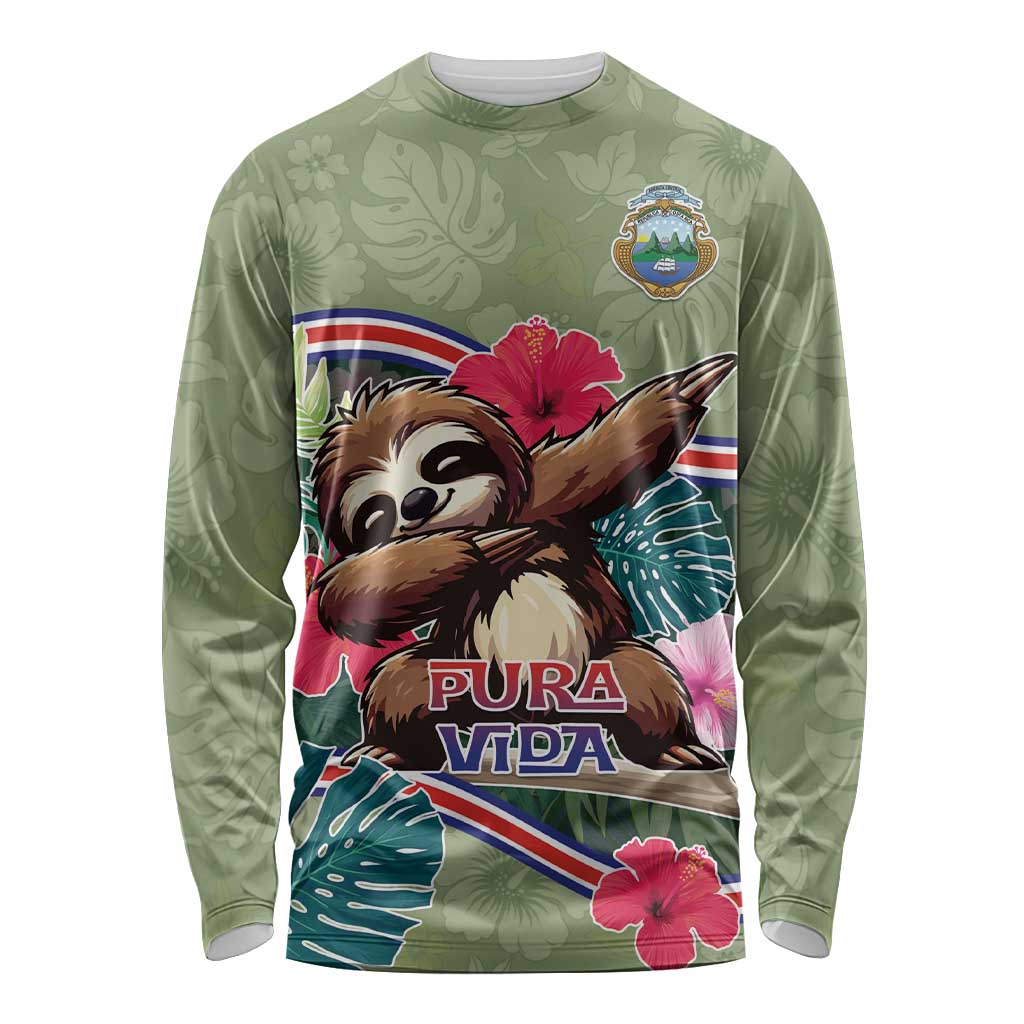 Costa Rica Long Sleeve Shirt Pura Vida Dabbing Sloth