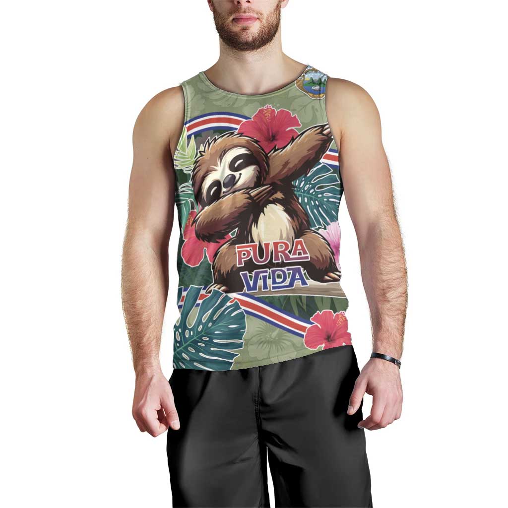 Costa Rica Men Tank Top Pura Vida Dabbing Sloth