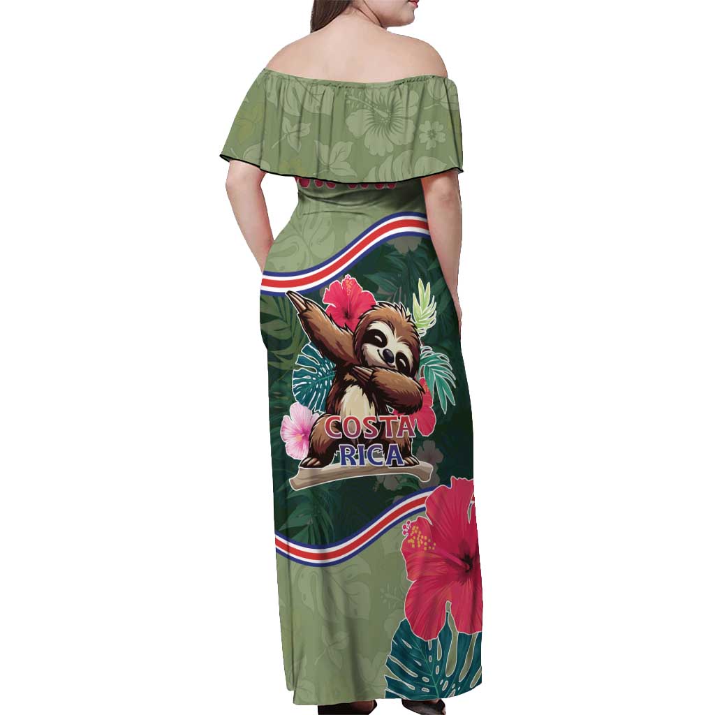 Costa Rica Off Shoulder Maxi Dress Pura Vida Dabbing Sloth