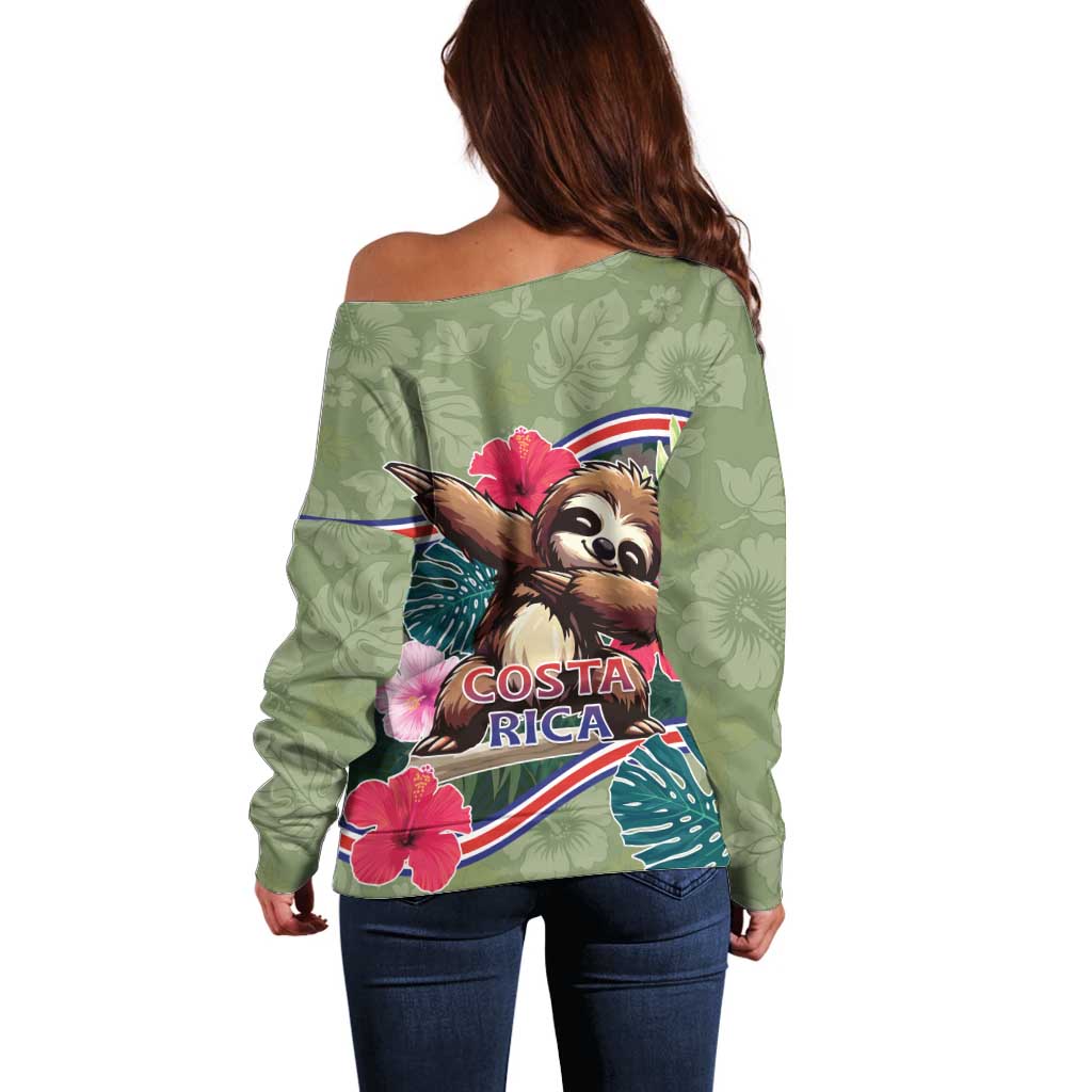 Costa Rica Off Shoulder Sweater Pura Vida Dabbing Sloth