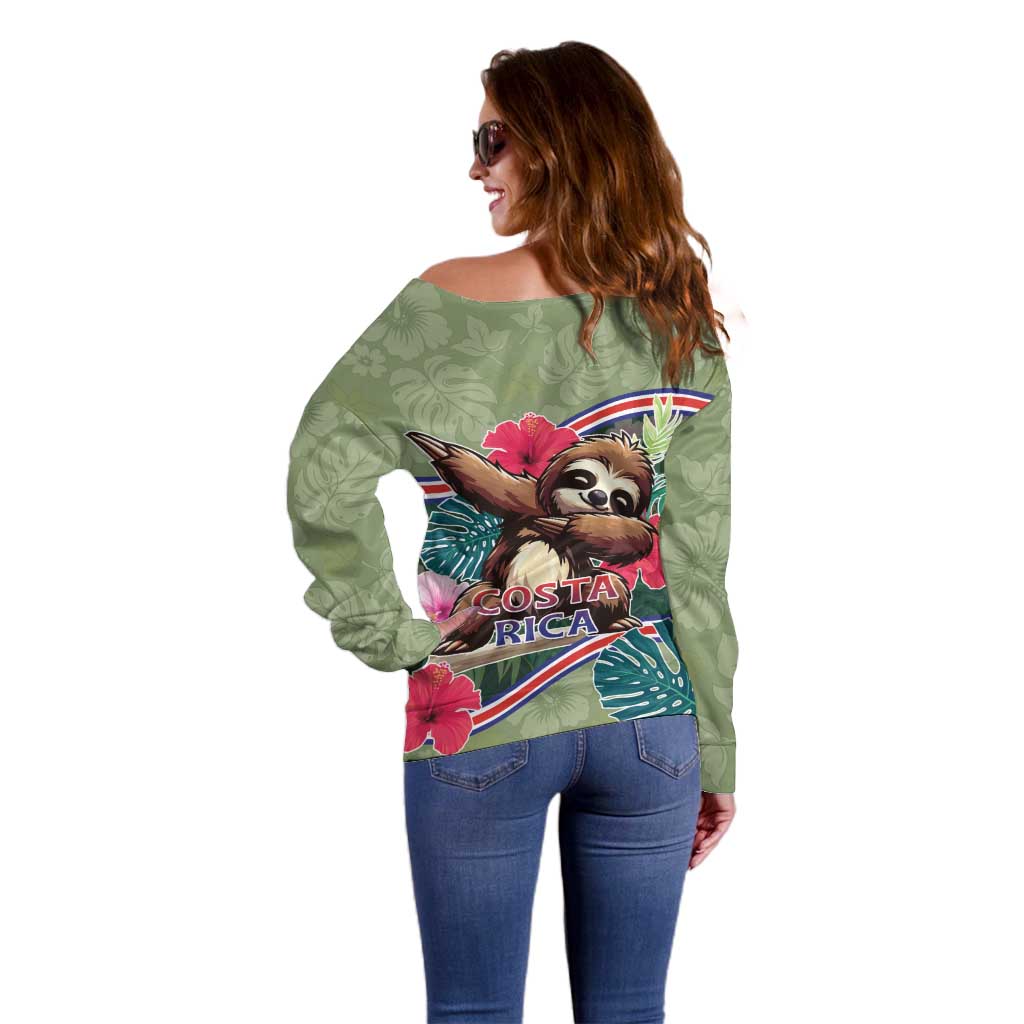 Costa Rica Off Shoulder Sweater Pura Vida Dabbing Sloth