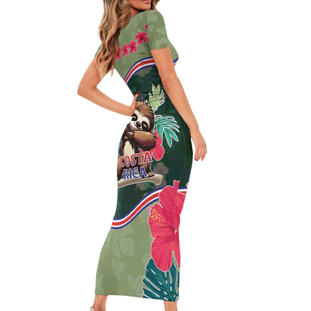 Costa Rica Short Sleeve Bodycon Dress Pura Vida Dabbing Sloth