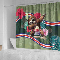 Costa Rica Shower Curtain Pura Vida Dabbing Sloth