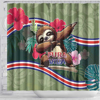 Costa Rica Shower Curtain Pura Vida Dabbing Sloth