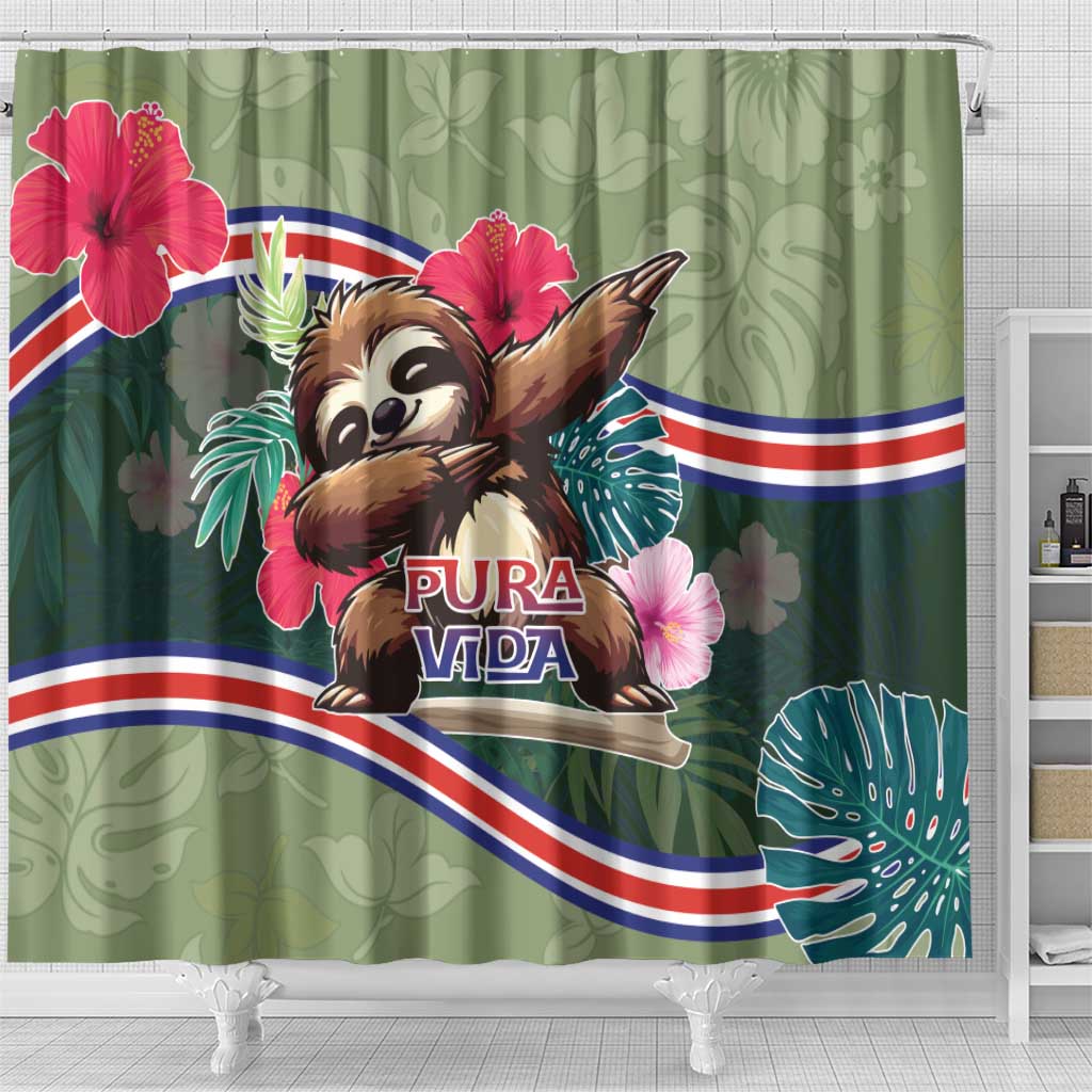 Costa Rica Shower Curtain Pura Vida Dabbing Sloth