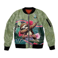 Costa Rica Sleeve Zip Bomber Jacket Pura Vida Dabbing Sloth