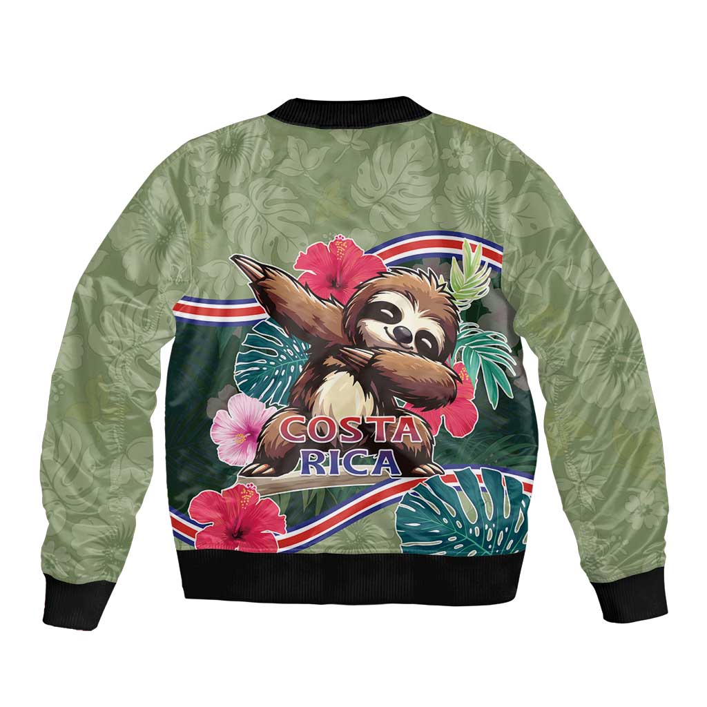 Costa Rica Sleeve Zip Bomber Jacket Pura Vida Dabbing Sloth