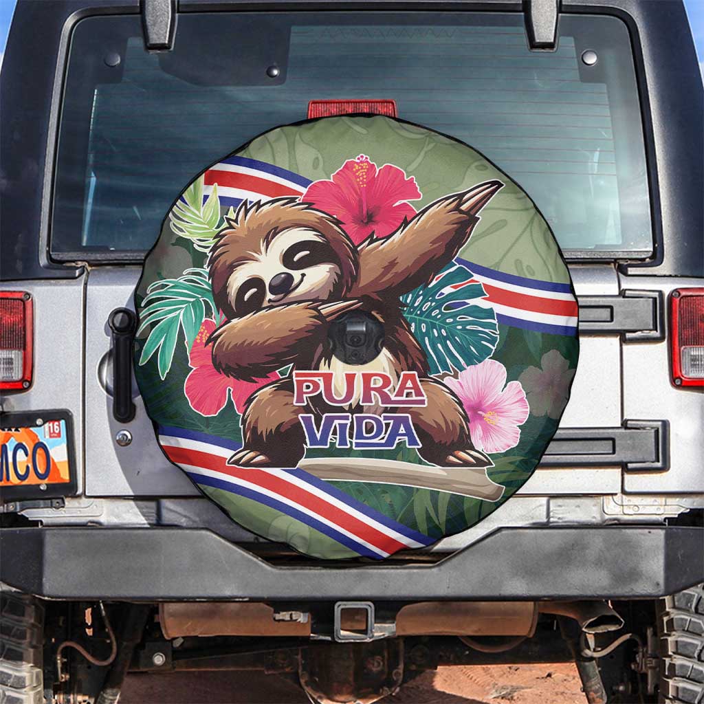 Costa Rica Spare Tire Cover Pura Vida Dabbing Sloth