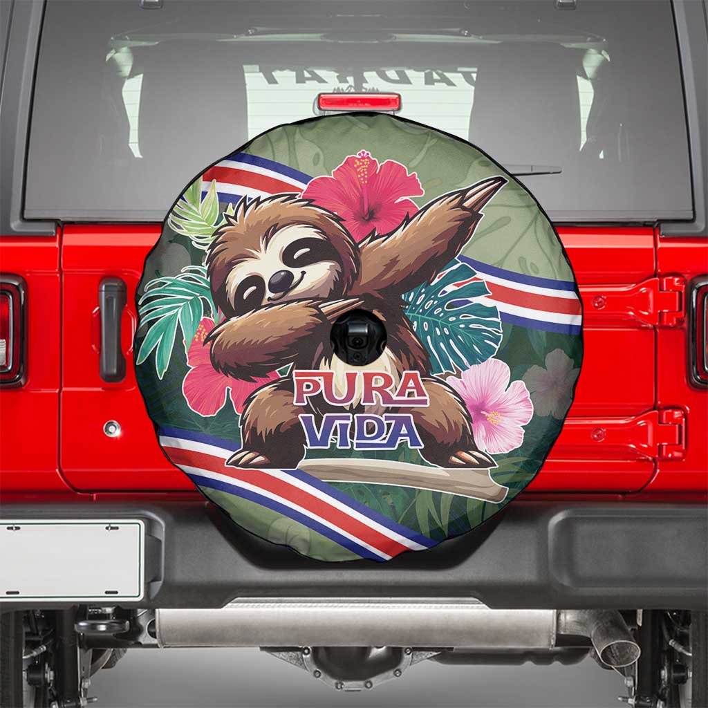 Costa Rica Spare Tire Cover Pura Vida Dabbing Sloth