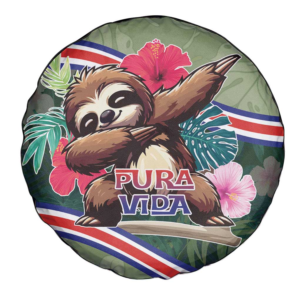 Costa Rica Spare Tire Cover Pura Vida Dabbing Sloth