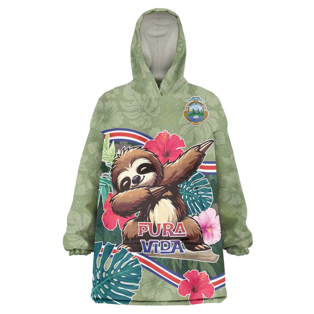 Costa Rica Wearable Blanket Hoodie Pura Vida Dabbing Sloth