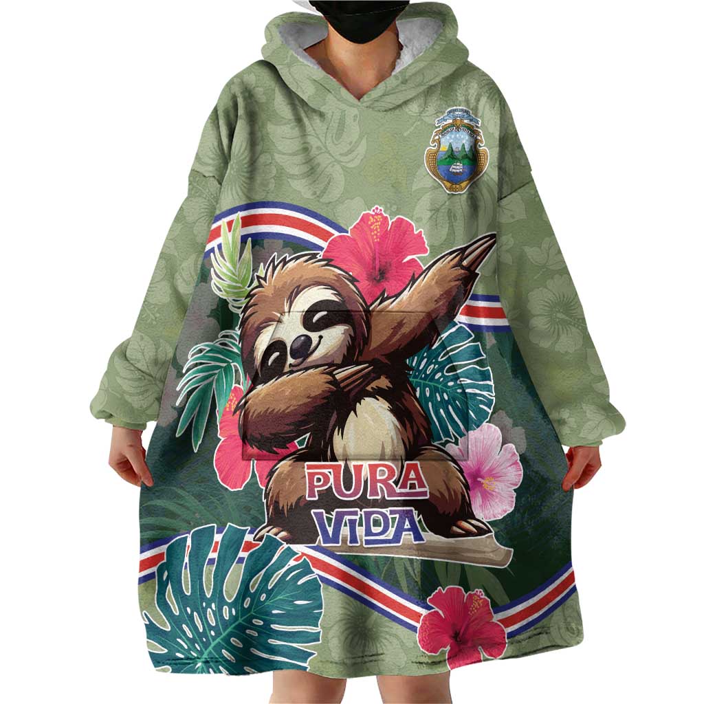 Costa Rica Wearable Blanket Hoodie Pura Vida Dabbing Sloth