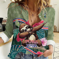 Costa Rica Women Casual Shirt Pura Vida Dabbing Sloth