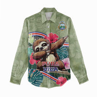Costa Rica Women Casual Shirt Pura Vida Dabbing Sloth