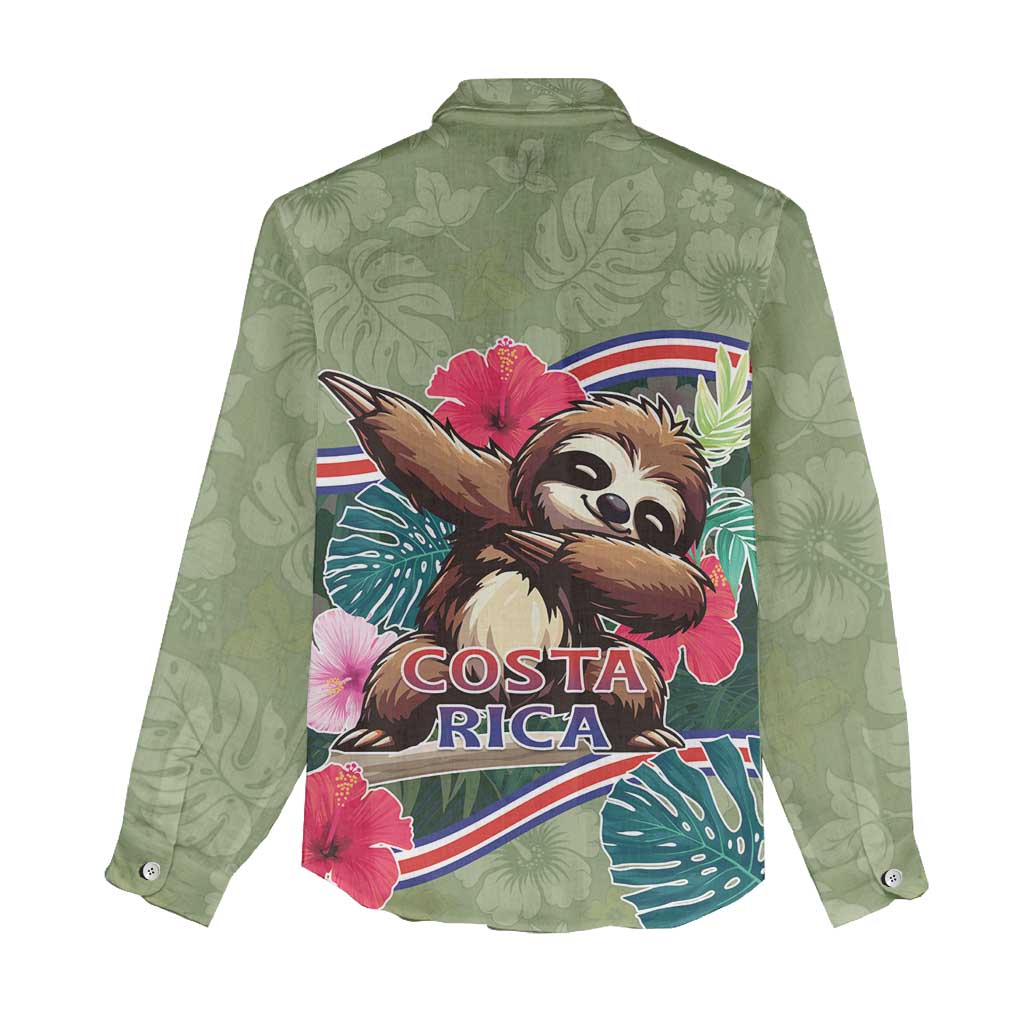 Costa Rica Women Casual Shirt Pura Vida Dabbing Sloth