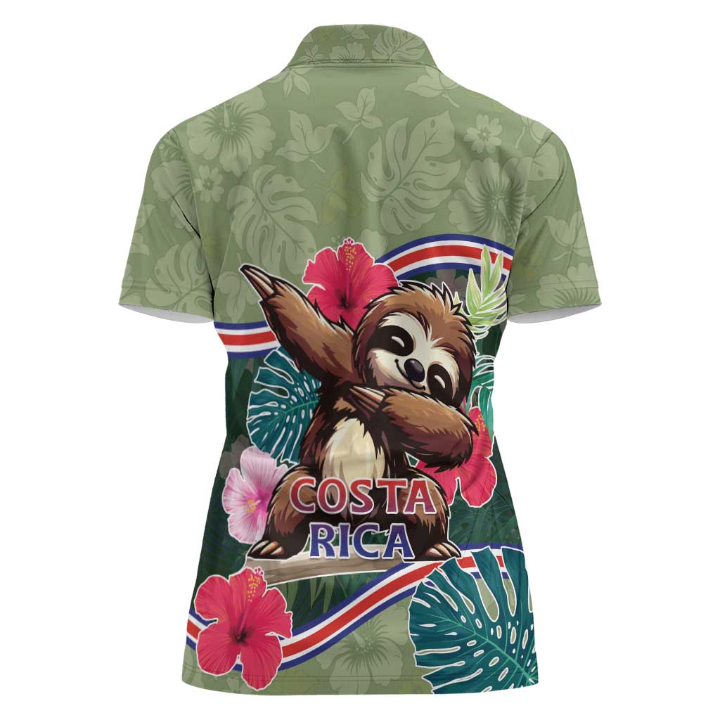 Costa Rica Women Polo Shirt Pura Vida Dabbing Sloth