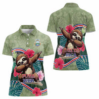 Costa Rica Women Polo Shirt Pura Vida Dabbing Sloth