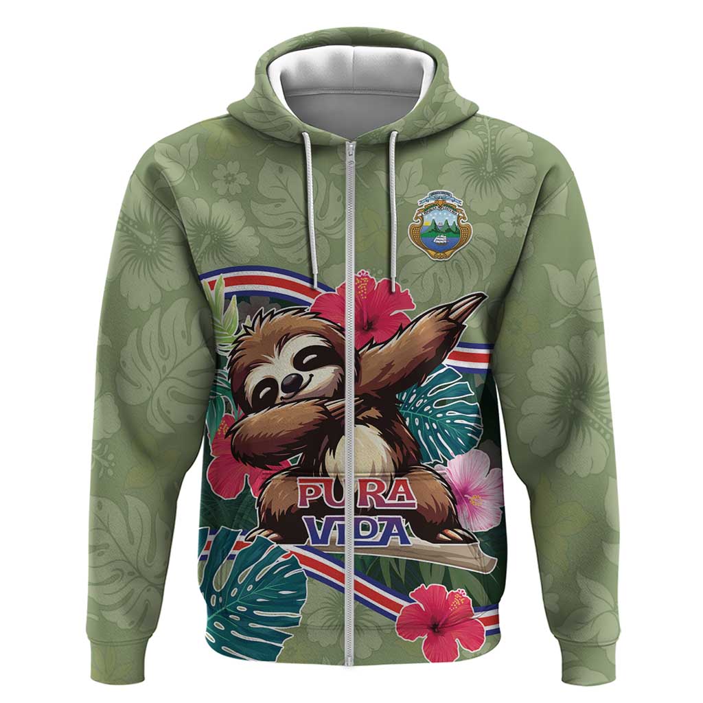 Costa Rica Zip Hoodie Pura Vida Dabbing Sloth
