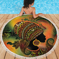Black Women Beach Blanket Afro Latina Queen - Wonder Print Shop