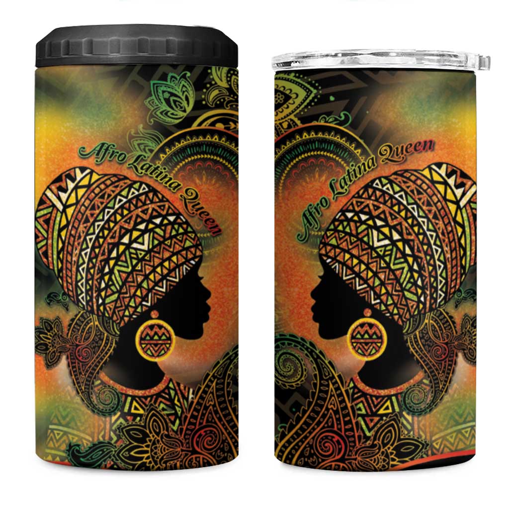 Black Women 4 in 1 Can Cooler Tumbler Afro Latina Queen - Wonder Print Shop