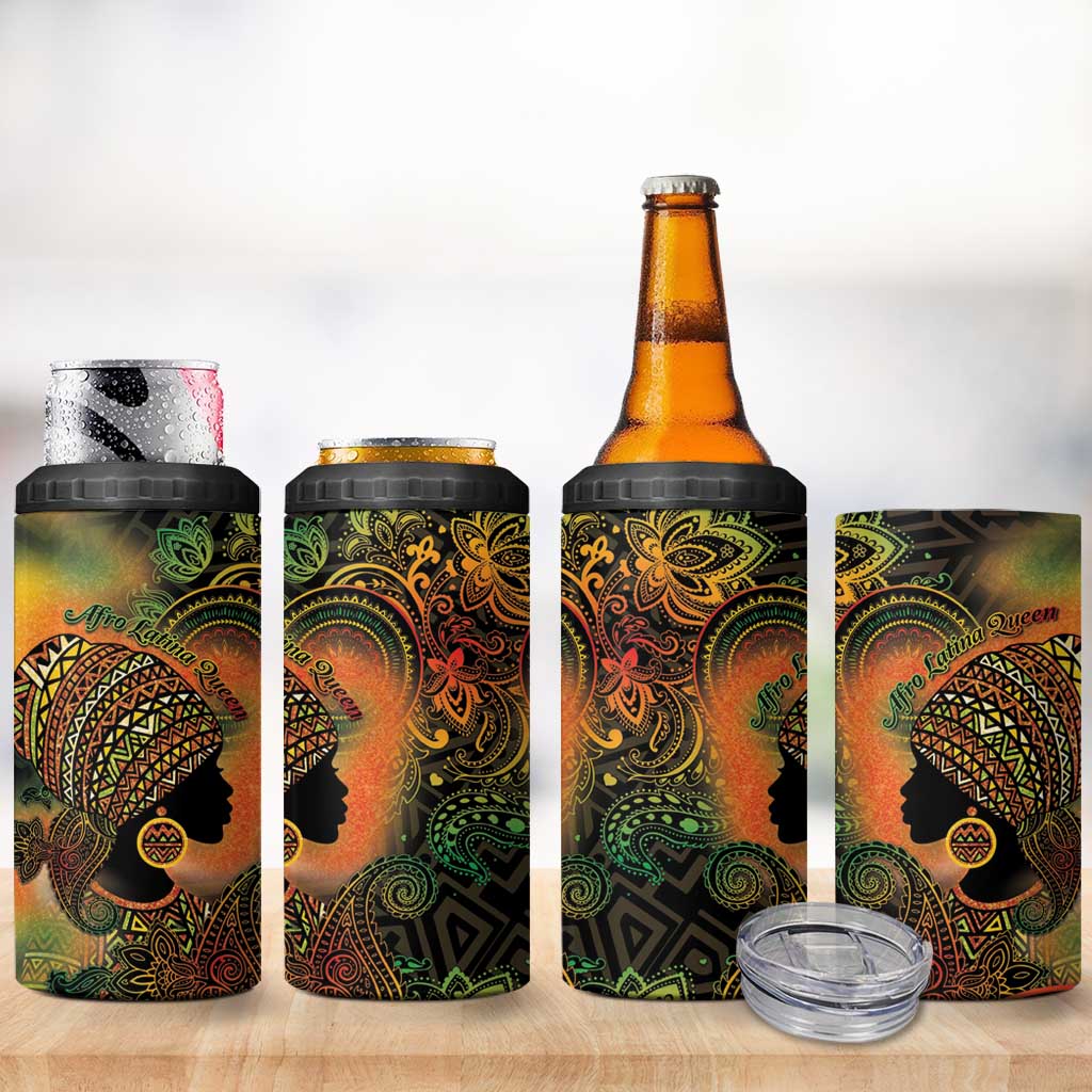 Black Women 4 in 1 Can Cooler Tumbler Afro Latina Queen - Wonder Print Shop