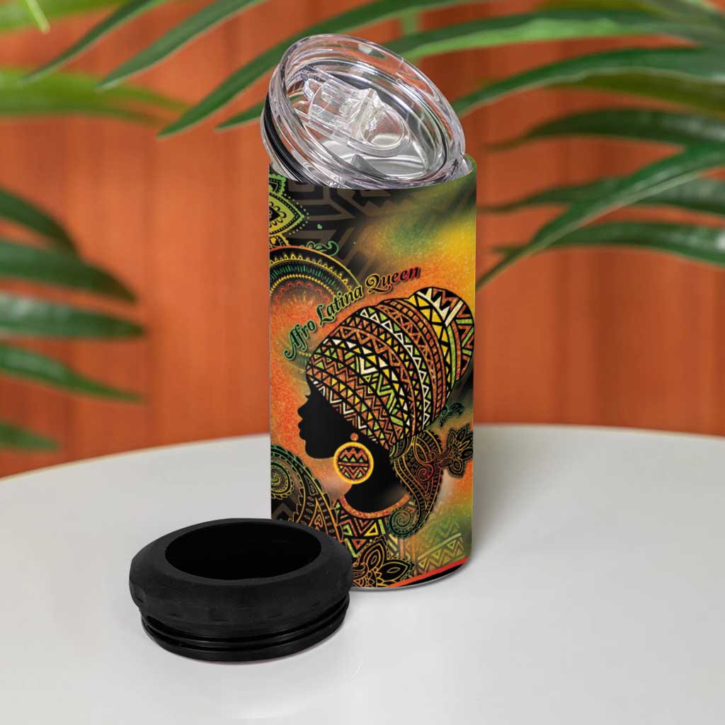 Black Women 4 in 1 Can Cooler Tumbler Afro Latina Queen - Wonder Print Shop