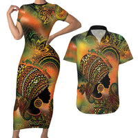Black Women Couples Matching Short Sleeve Bodycon Dress and Hawaiian Shirt Afro Latina Queen - Wonder Print Shop