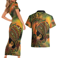 Black Women Couples Matching Short Sleeve Bodycon Dress and Hawaiian Shirt Afro Latina Queen - Wonder Print Shop