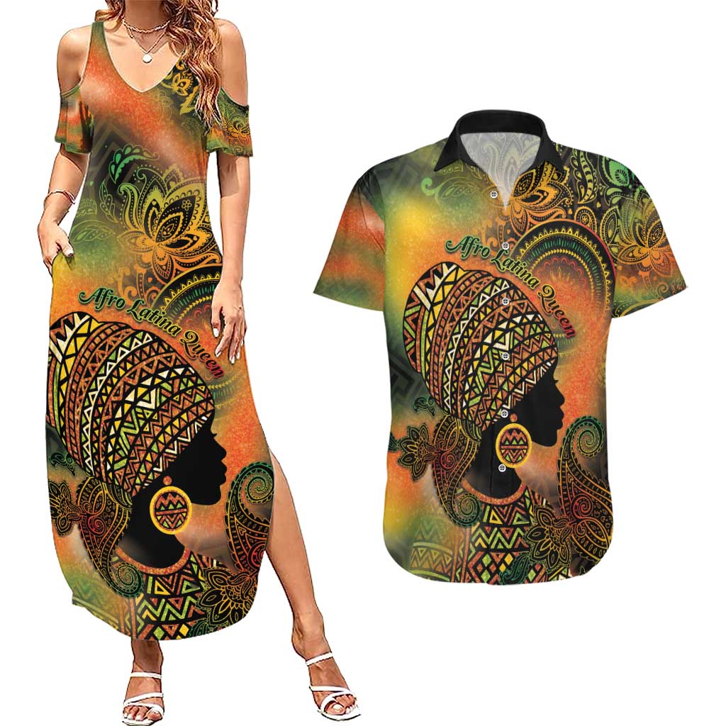 Black Women Couples Matching Summer Maxi Dress and Hawaiian Shirt Afro Latina Queen - Wonder Print Shop