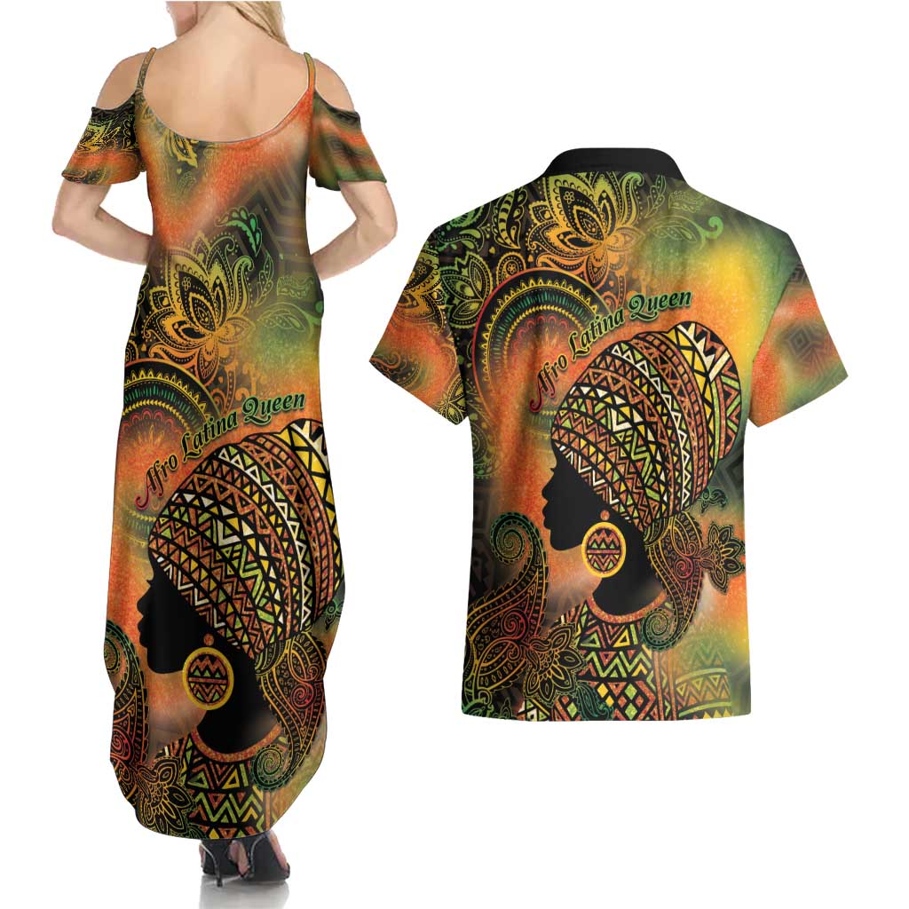 Black Women Couples Matching Summer Maxi Dress and Hawaiian Shirt Afro Latina Queen - Wonder Print Shop
