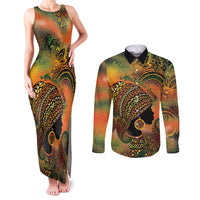 Black Women Couples Matching Tank Maxi Dress and Long Sleeve Button Shirt Afro Latina Queen - Wonder Print Shop