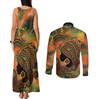 Black Women Couples Matching Tank Maxi Dress and Long Sleeve Button Shirt Afro Latina Queen - Wonder Print Shop