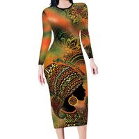 Black Women Family Matching Long Sleeve Bodycon Dress and Hawaiian Shirt Afro Latina Queen - Wonder Print Shop