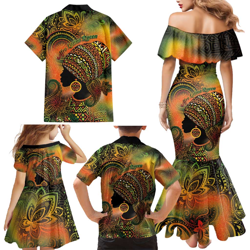 Black Women Family Matching Mermaid Dress and Hawaiian Shirt Afro Latina Queen - Wonder Print Shop