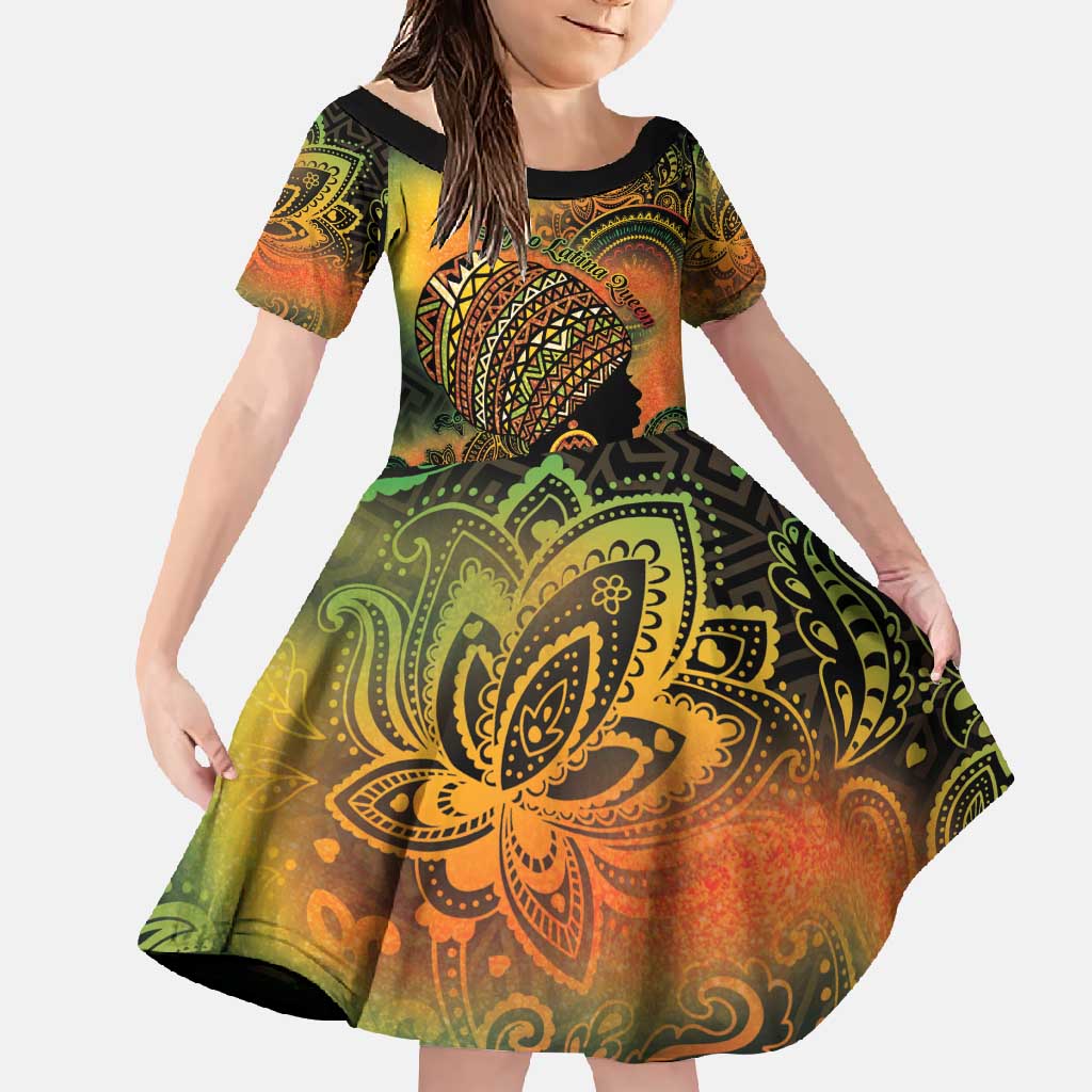 Black Women Family Matching Off Shoulder Maxi Dress and Hawaiian Shirt Afro Latina Queen - Wonder Print Shop