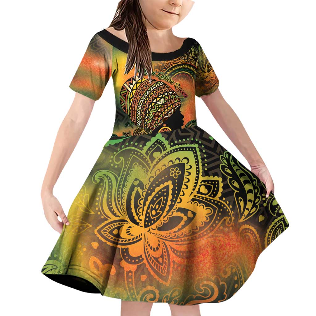 Black Women Family Matching Off Shoulder Short Dress and Hawaiian Shirt Afro Latina Queen - Wonder Print Shop