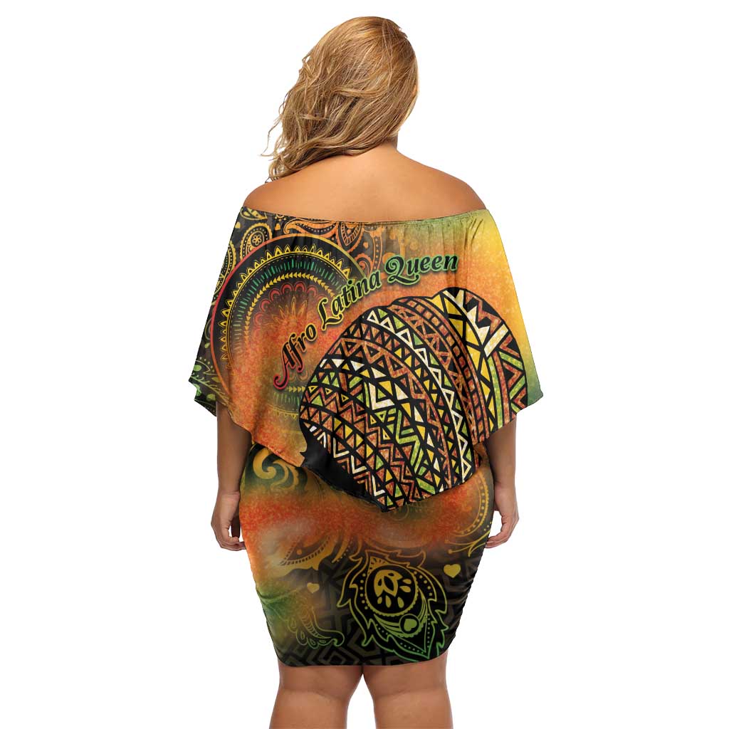 Black Women Family Matching Off Shoulder Short Dress and Hawaiian Shirt Afro Latina Queen - Wonder Print Shop