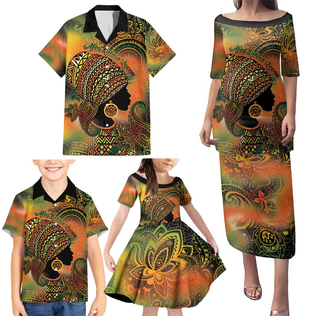 Black Women Family Matching Puletasi and Hawaiian Shirt Afro Latina Queen - Wonder Print Shop