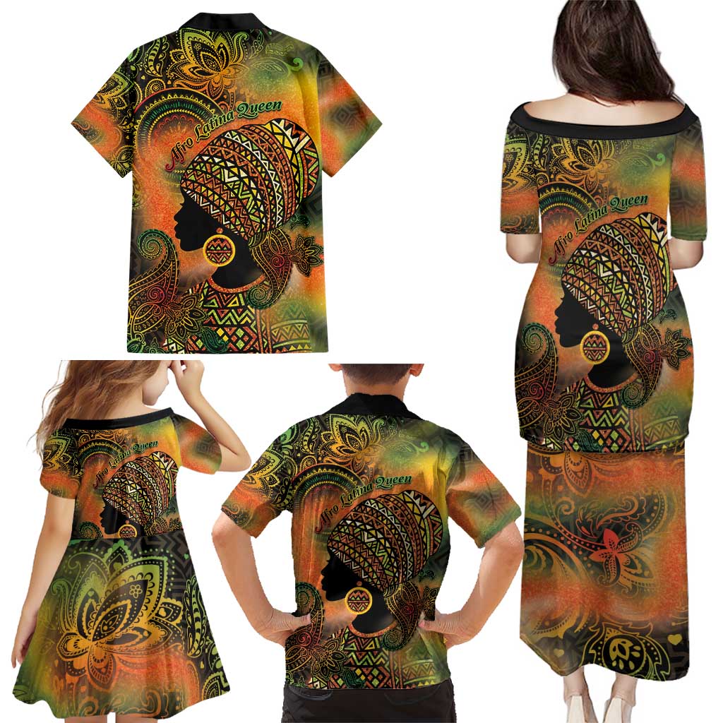 Black Women Family Matching Puletasi and Hawaiian Shirt Afro Latina Queen - Wonder Print Shop