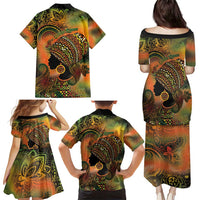 Black Women Family Matching Puletasi and Hawaiian Shirt Afro Latina Queen - Wonder Print Shop