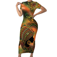 Black Women Family Matching Short Sleeve Bodycon Dress and Hawaiian Shirt Afro Latina Queen - Wonder Print Shop