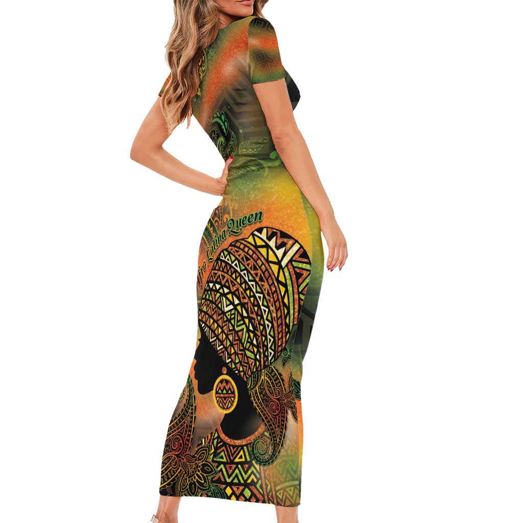 Black Women Family Matching Short Sleeve Bodycon Dress and Hawaiian Shirt Afro Latina Queen - Wonder Print Shop